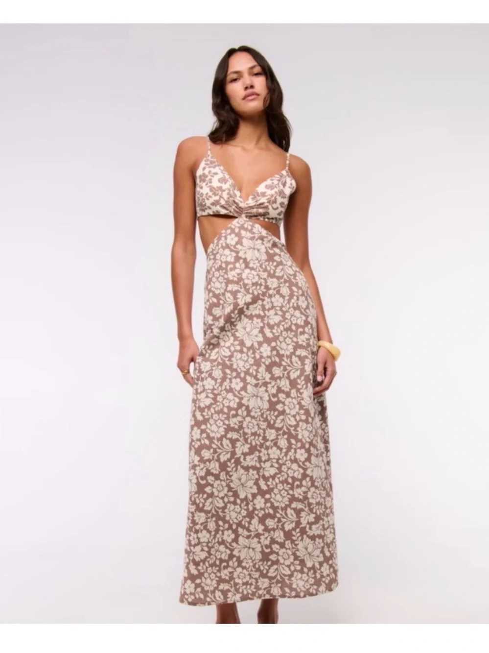 NEW Women’s Abercrombie & Fitch Julia Slip Cutout Maxi Dress Linen Cotton Medium